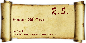 Roder Sára névjegykártya